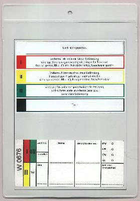 Registraturkarte von hinten